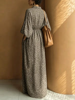Women's Loose Leopard Print Cotton-linen Dress
