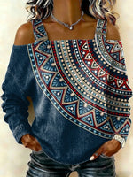 Women‘s Vintage Pattern Art Print Casual CottonShirt