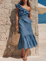 Casual Chic Ruffled Denim Dress