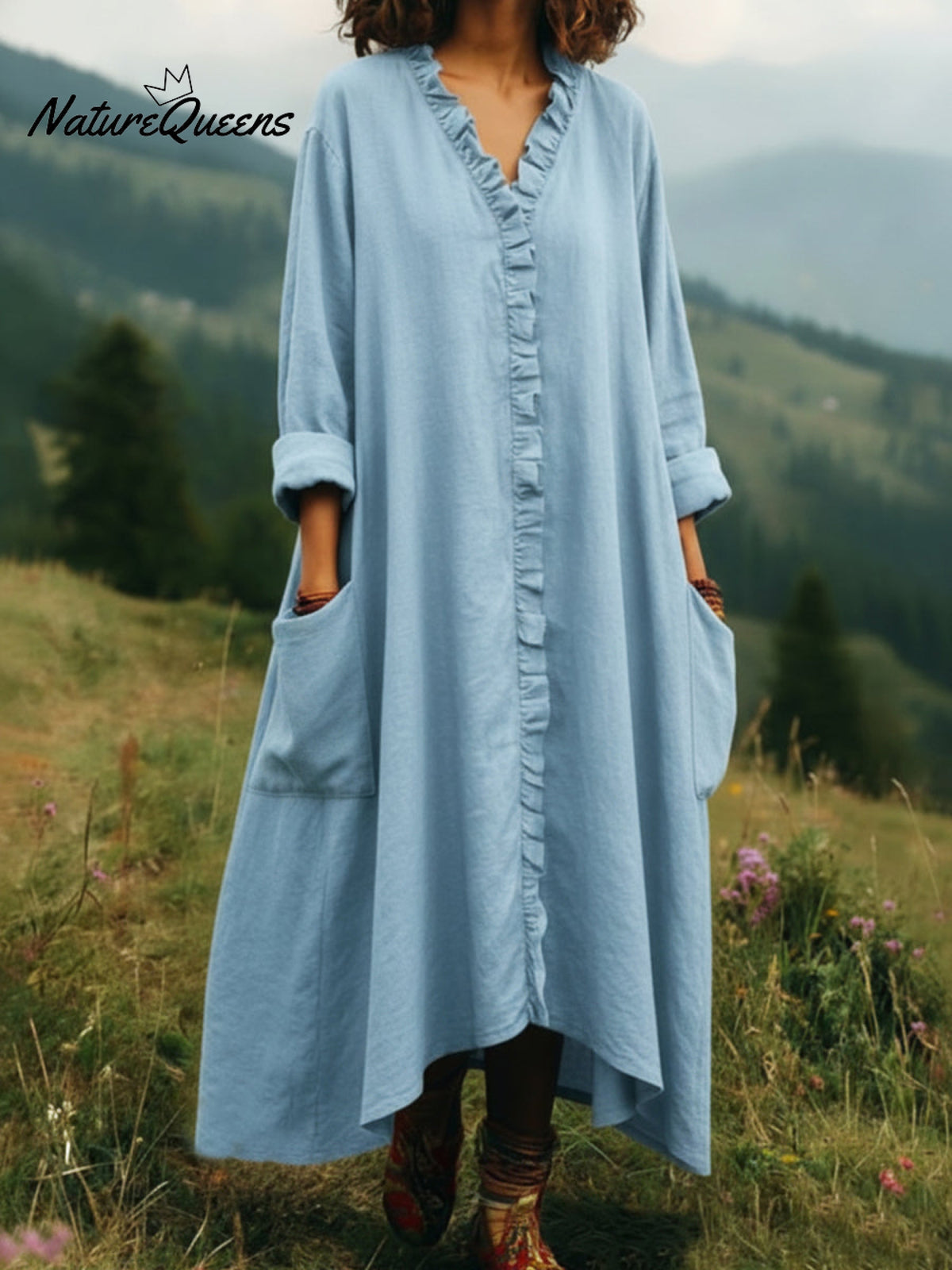 Vintage Lace V-neck Irregular Hem Dress