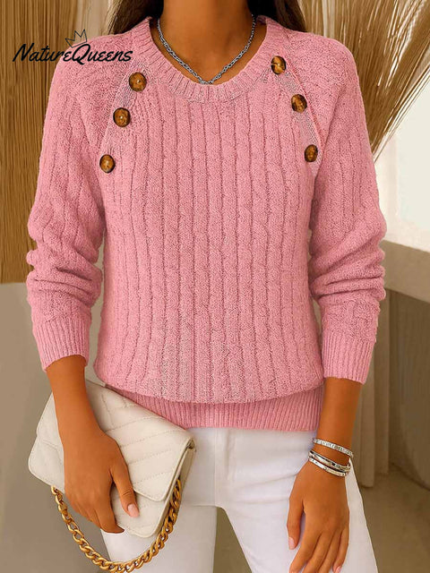 Women's Crew Neck Long Sleeve Casual Loose Knit Top