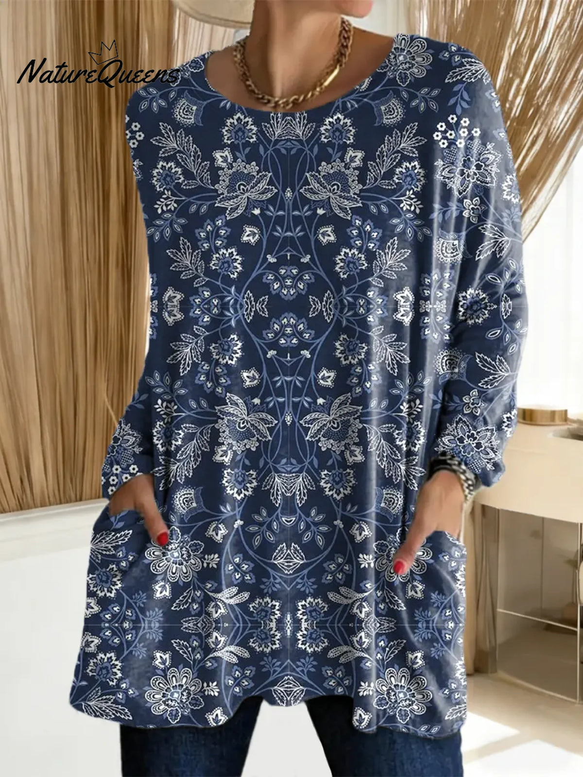 Women's Floral Pattern Art Print Casual Cotton T-shirt