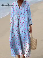 Women's Love Pattern Art Print Casual Cotton Dress