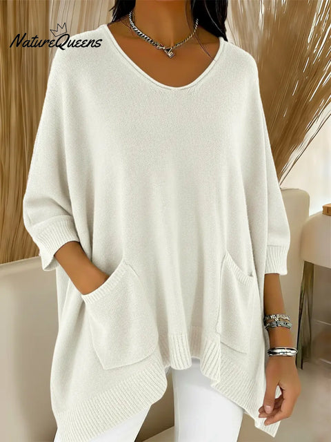 Women's Casual Loose Pocket Knit Sweater