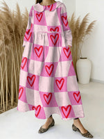 Women's Valentine's Day Love Art Print Casual Denim Dress