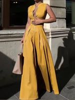 Women's Casual Zippered Maxi Sleeveless Dress