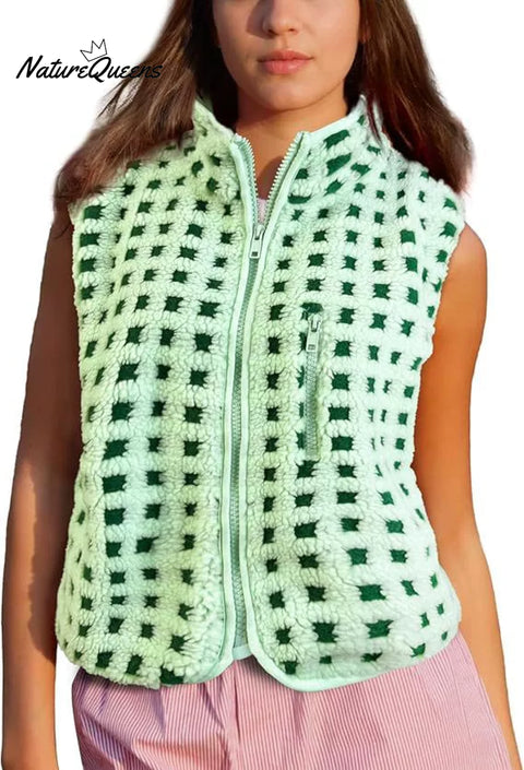 Women's Waffle Fleece Casual Sleeveless Vest