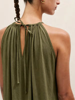 Summer Relaxed Fit HalterMaxi Dress, Oversized Linen Blend Sleeveless Swing Long Dress for Vacation Daily Wear