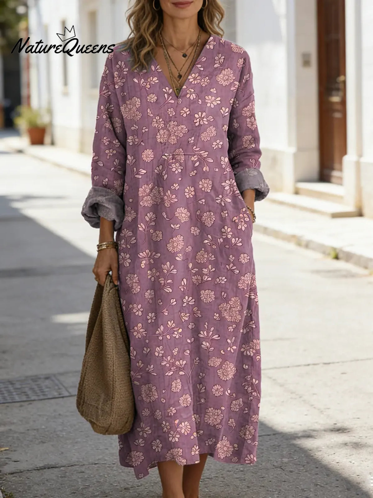 Women's Floral Art Print Casual Cotton Dress