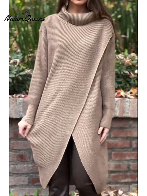Women's High-Neck Cross-Over Long Top