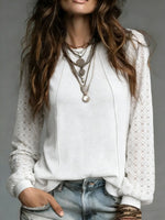 Women's Cozy Minimalist Solid-color Round Neck 100% Cotton Shirt