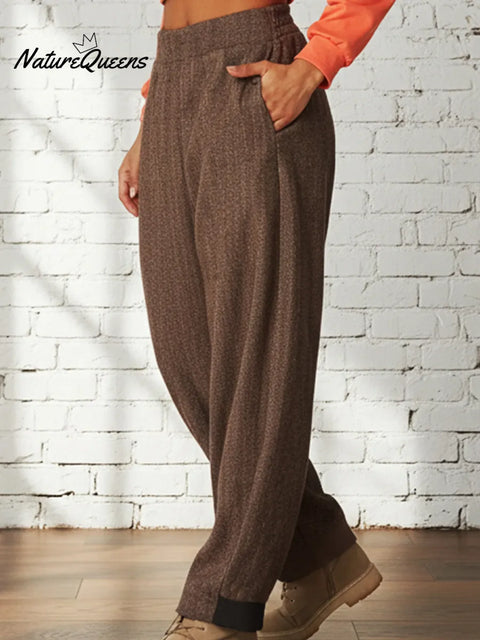 Autumn/winter Loose Herringbone Side Color-blocked Trousers