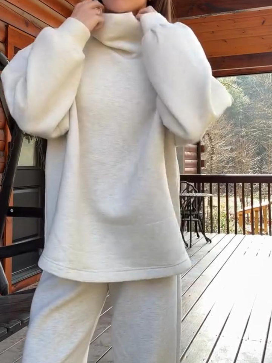 Cozy Sweatshirt And Wide-leg Pants Two-piece Set