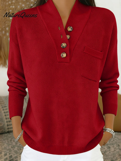 Women's Button-Down Knitted Pullover Sweater