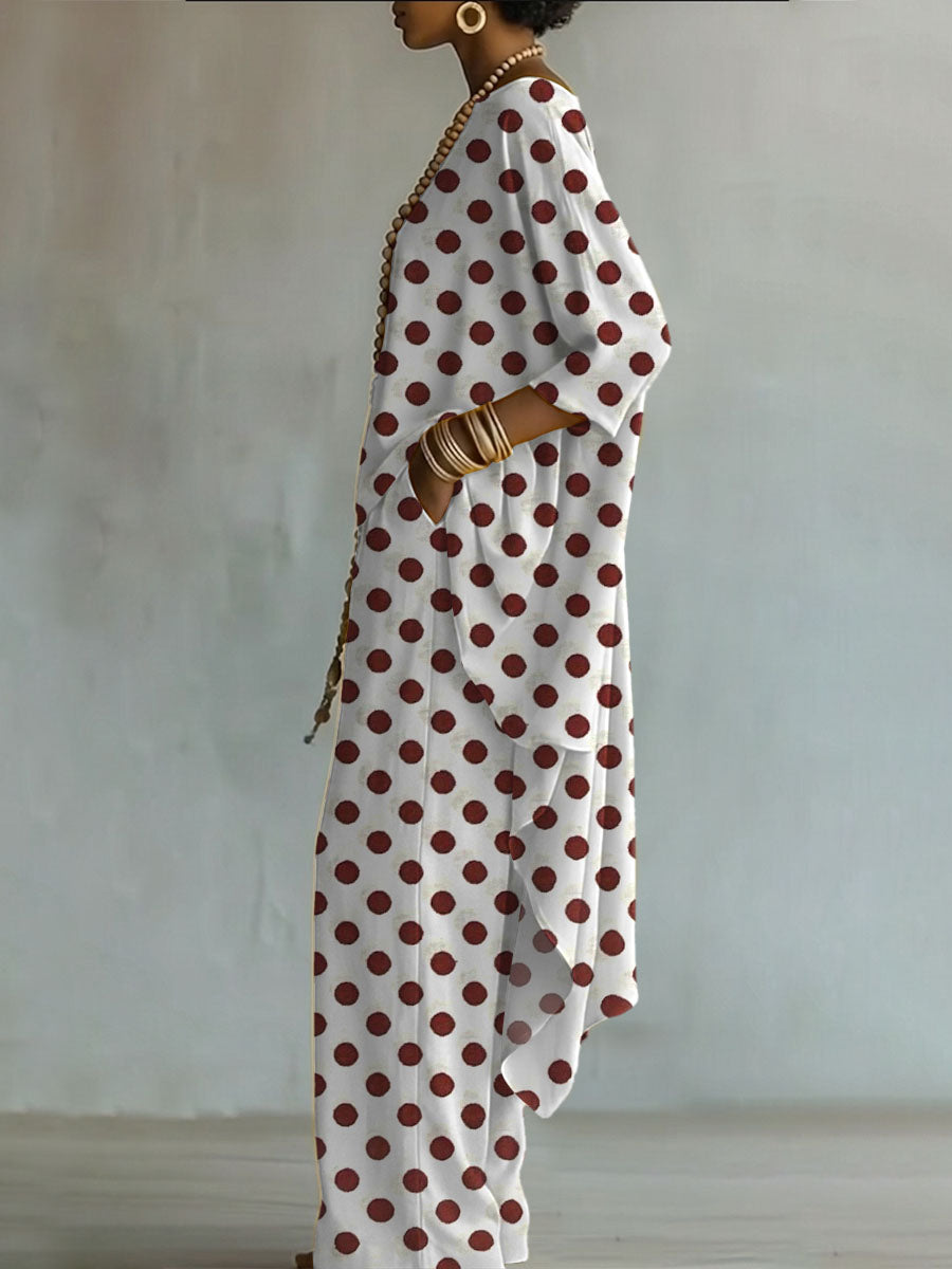 Elegant Artistic Polka Dots Print Two-piece Set