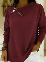 Casual Retro-style Collared Zip-up Sweatshirt