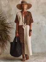 Casual Leopard-print Paneled Dress