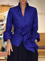 Women's Solid Color Stand-collar Long-sleeved Casual Loose-fitting Cotton And Linen Cardigan Top.