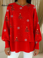 Women's Christmas Tree Pattern Art Print Casual Knitted Sweater