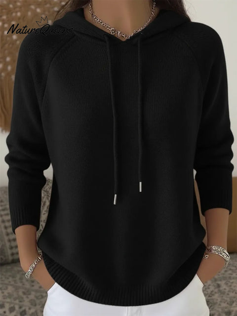 Cozy Casual Solid Color Hooded Sweater Top