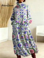 Women's Vintage Symmetrical Paisley Pattern Art Print Casual Cotton Knitted Dress