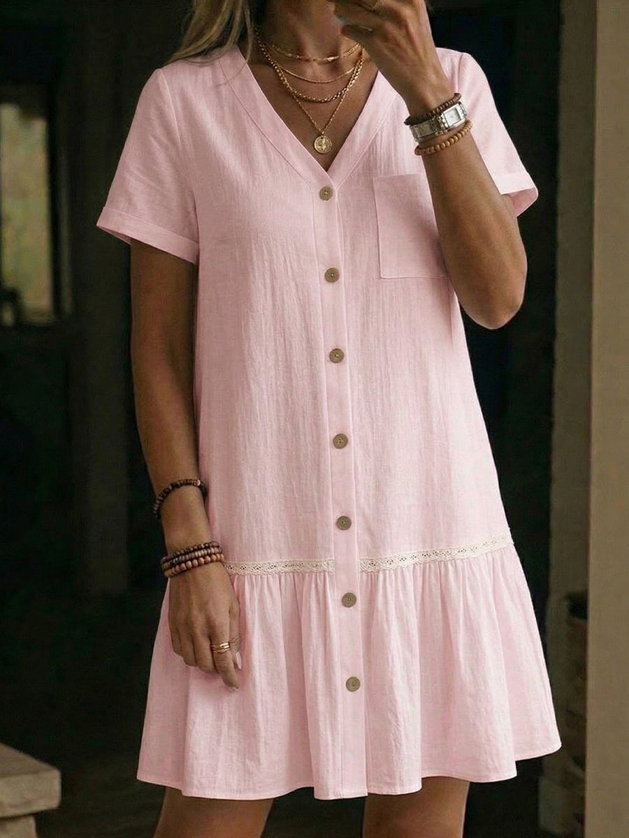Women's V-neck Ruffled-hem Dress