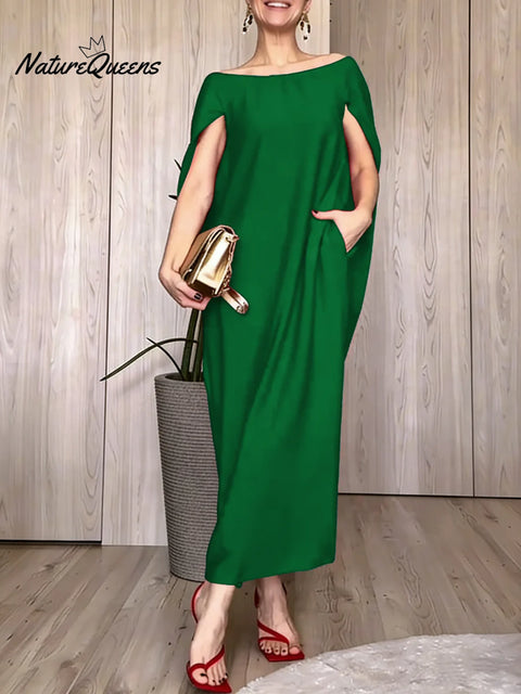 Women's Solid Color Round Neck Casual Loose Cotton Dress