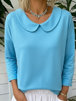 Cozy Vintage Peter Pan Collar Cotton Sweatshirt Top