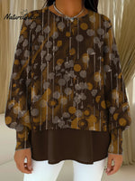 Women's Geometric Circular Decorative Patterns Casual Round Collar Long Sleeve Sweater