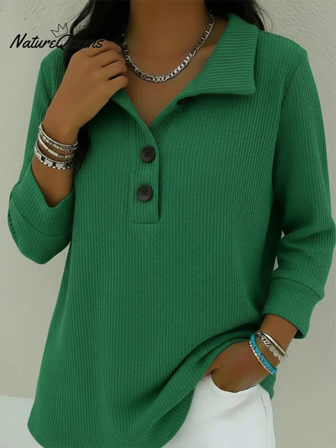 Women's Casual Stand-collar Button-up Pullover