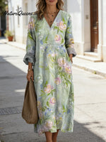 Women's Floral Art Print Casual Cotton Dress