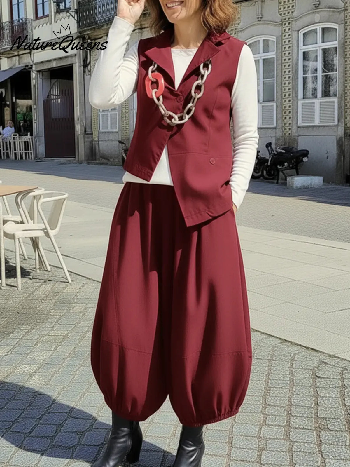 Women's Casual Asymmetrical Hem Vest And Pants Two-piece Set