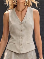 Artistic Cut Elegant Cotton-linen Suit Vest
