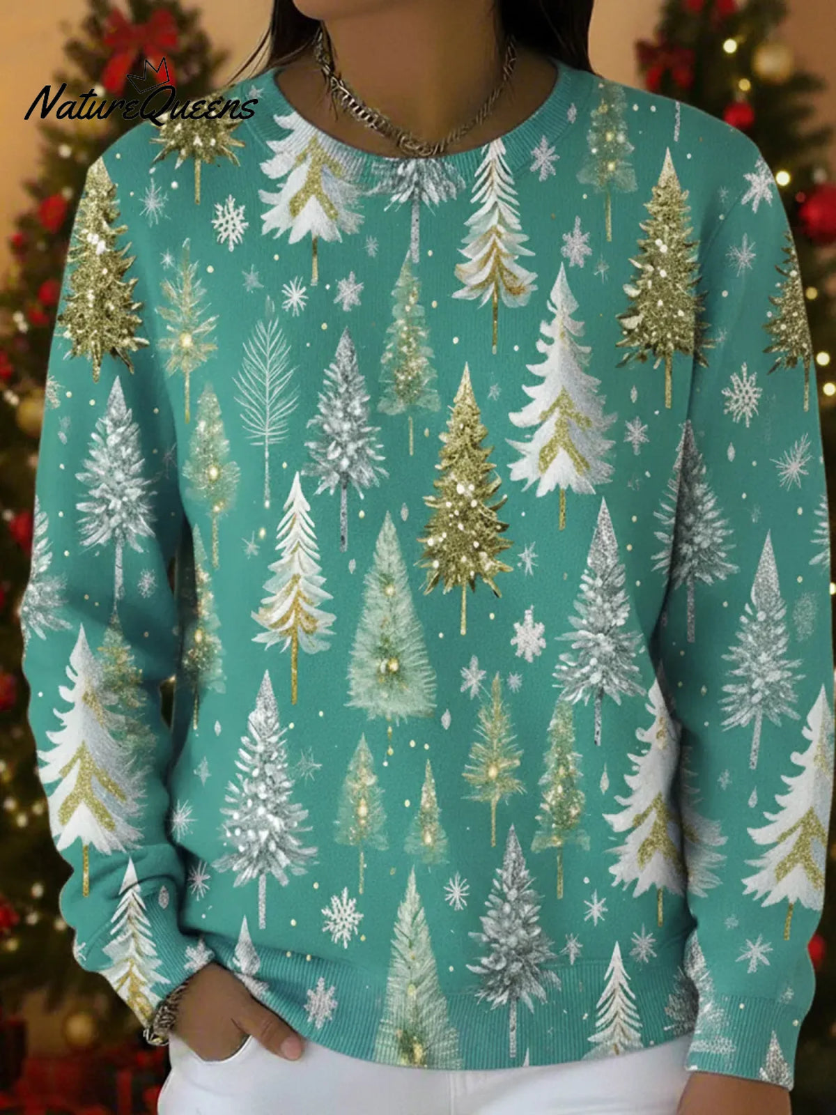 Blue Secret Realm Print Cotton Sweatshirt