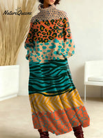 Women's Abstract Pattern Art Print Casual Cotton Knitted Dress