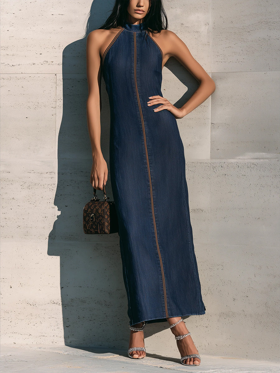 Slim-fit Sleeveless Denim Dress