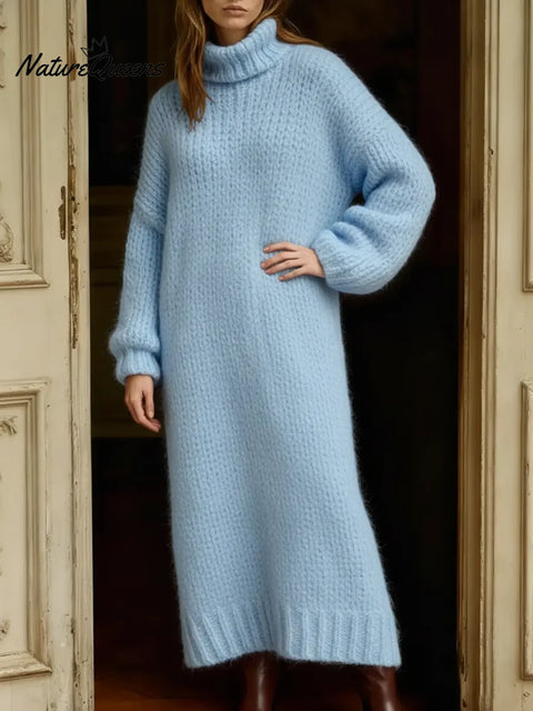 Women's High-neck Loose Long Sweater Dress