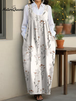 Women's Vintage Artistic Flowers Casual Loose Denim Vest Dress