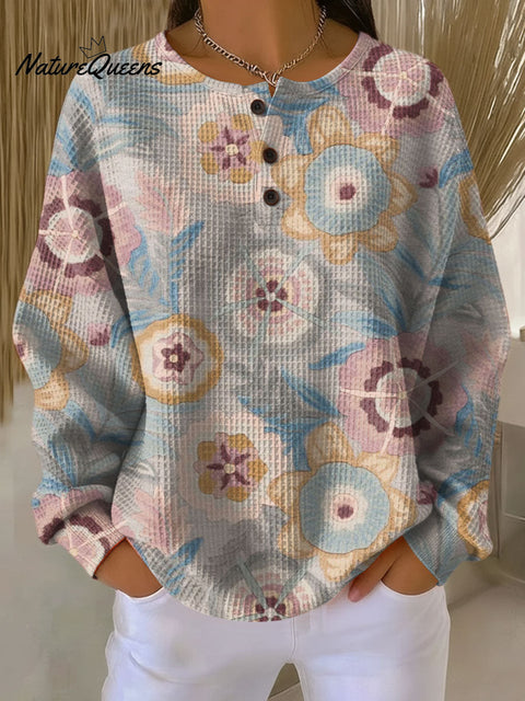 Women's Flowers Pattern Art Print Casual Cotton Shirt