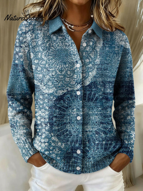 Women's Geometric Abstract Stripe Pattern Art Print Cowl Neck Sweater