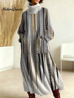 Women's Abstract Pattern Art Print Casual Cotton Knitted Dress