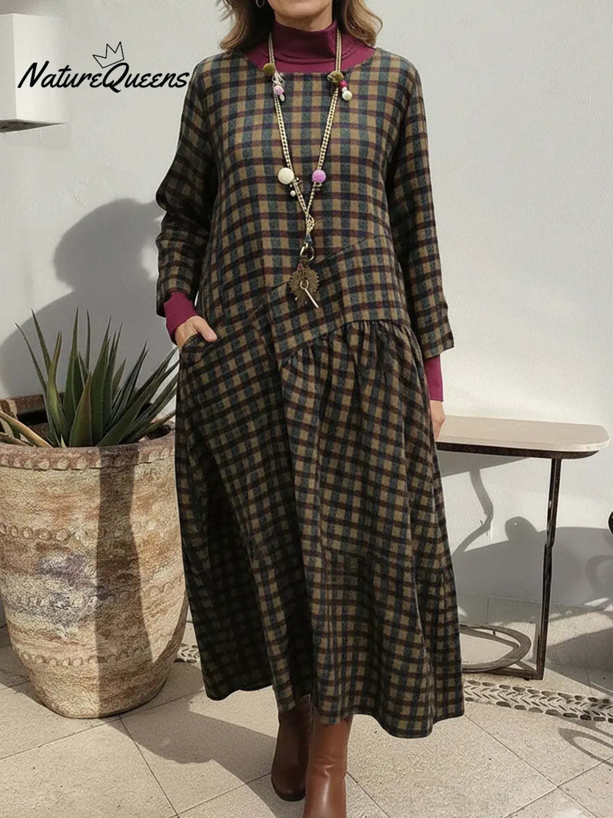Women's Plaid Cotton Dress