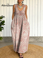 Women's Floral Pattern Art Print Casual Cotton Denim Dress