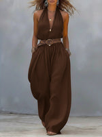 Casual Linen And Cotton Sleeveless Jumpsuit