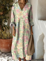 Women's Floral Art Print Casual Cotton Dress