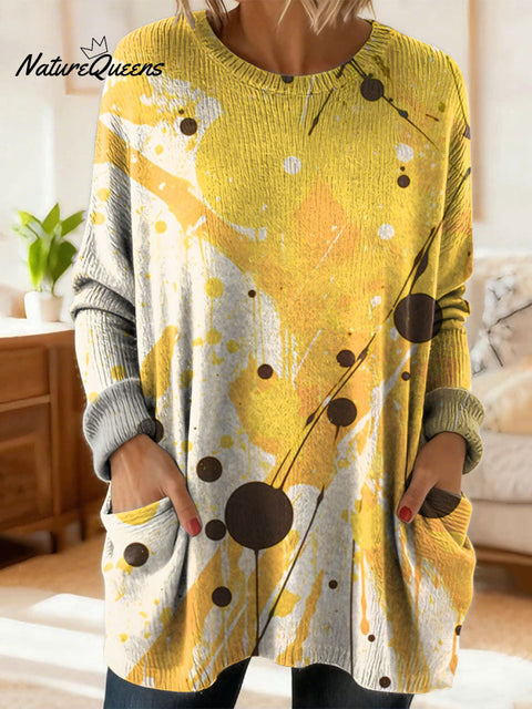 Women's Lovely Floral Flowers Pattern Art Print Casual Cotton Knitted Sweater