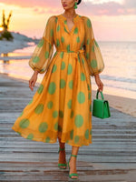 Stylish Polka-dot Print Chiffon Dress