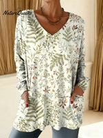 Women's Floral Pattern Art Print Casual Cotton T-shirt