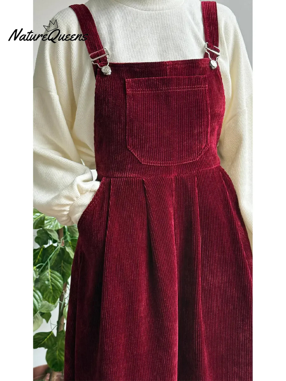 Women's Casual Corduroy Cotton Overall Dress