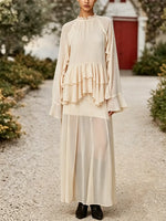 Women QuietFluid Tiered Ruffle Top & Wide-Leg Pants Set